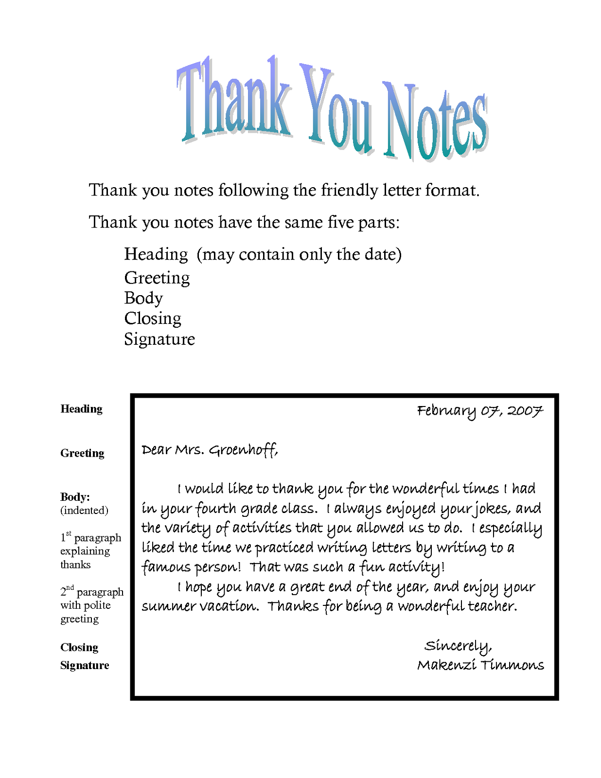 thank you note template to learn