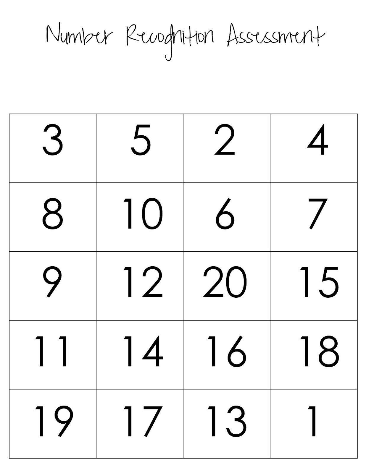 trace numbers 1 20 numbers