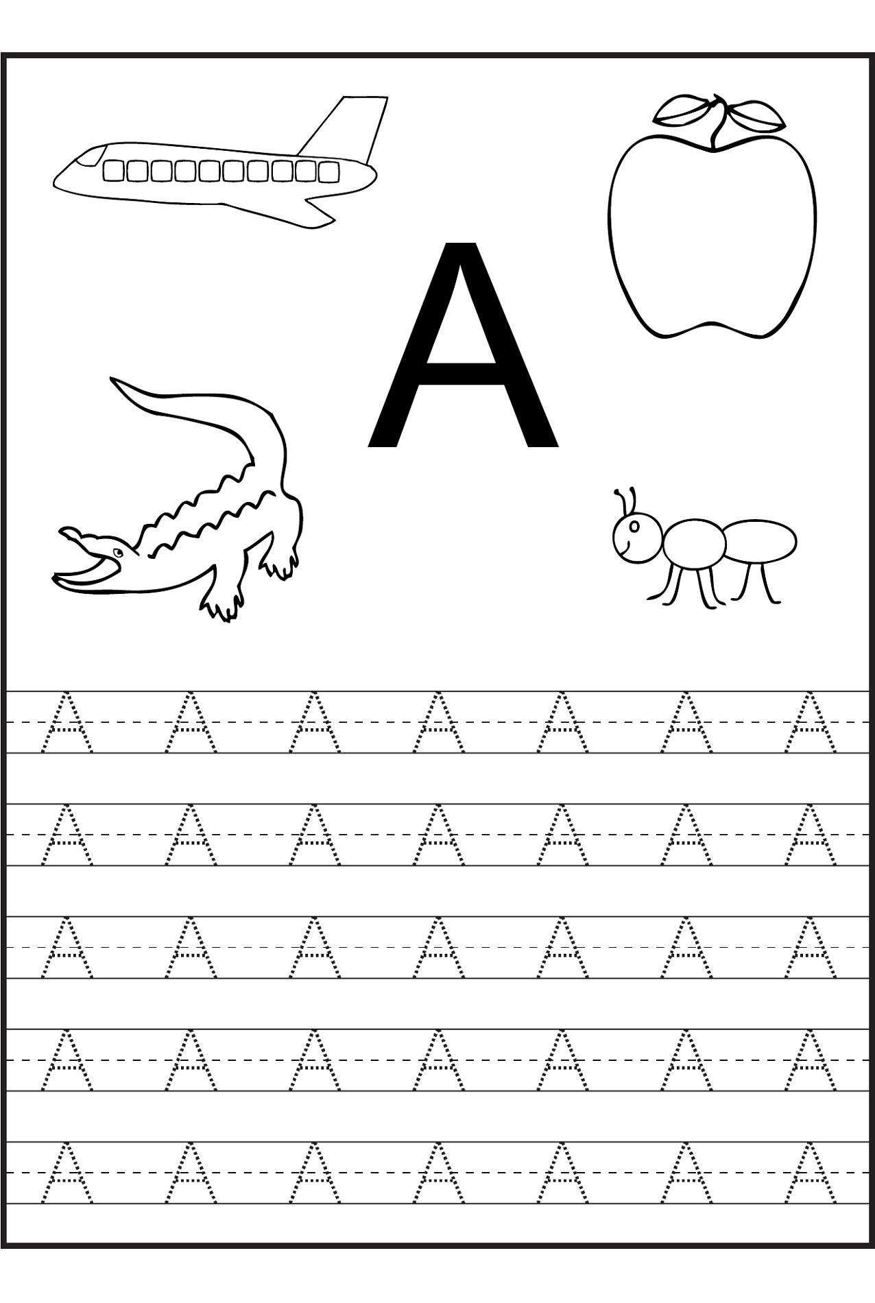 trace the letter a tracing