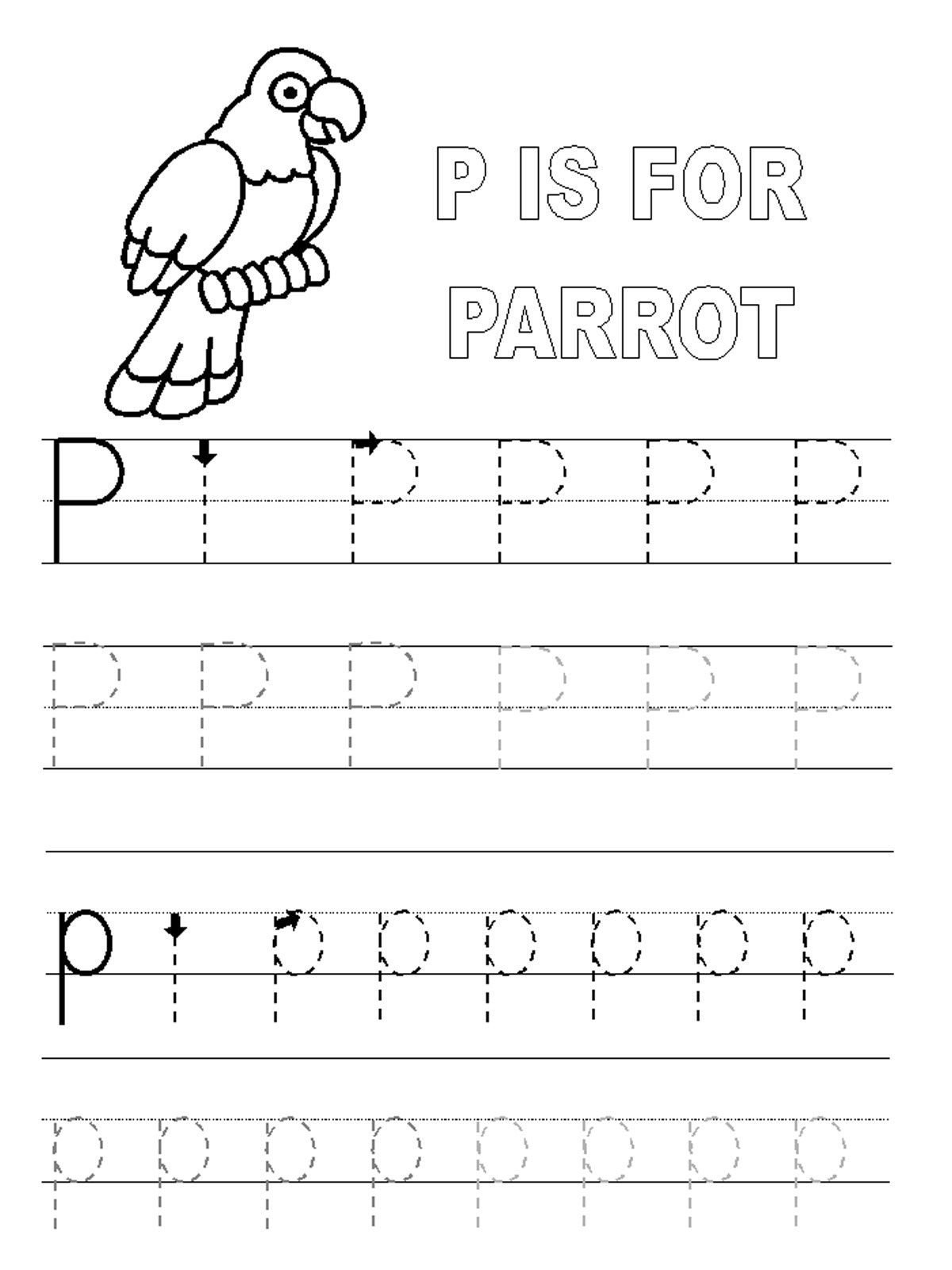 traceable letters free parrot