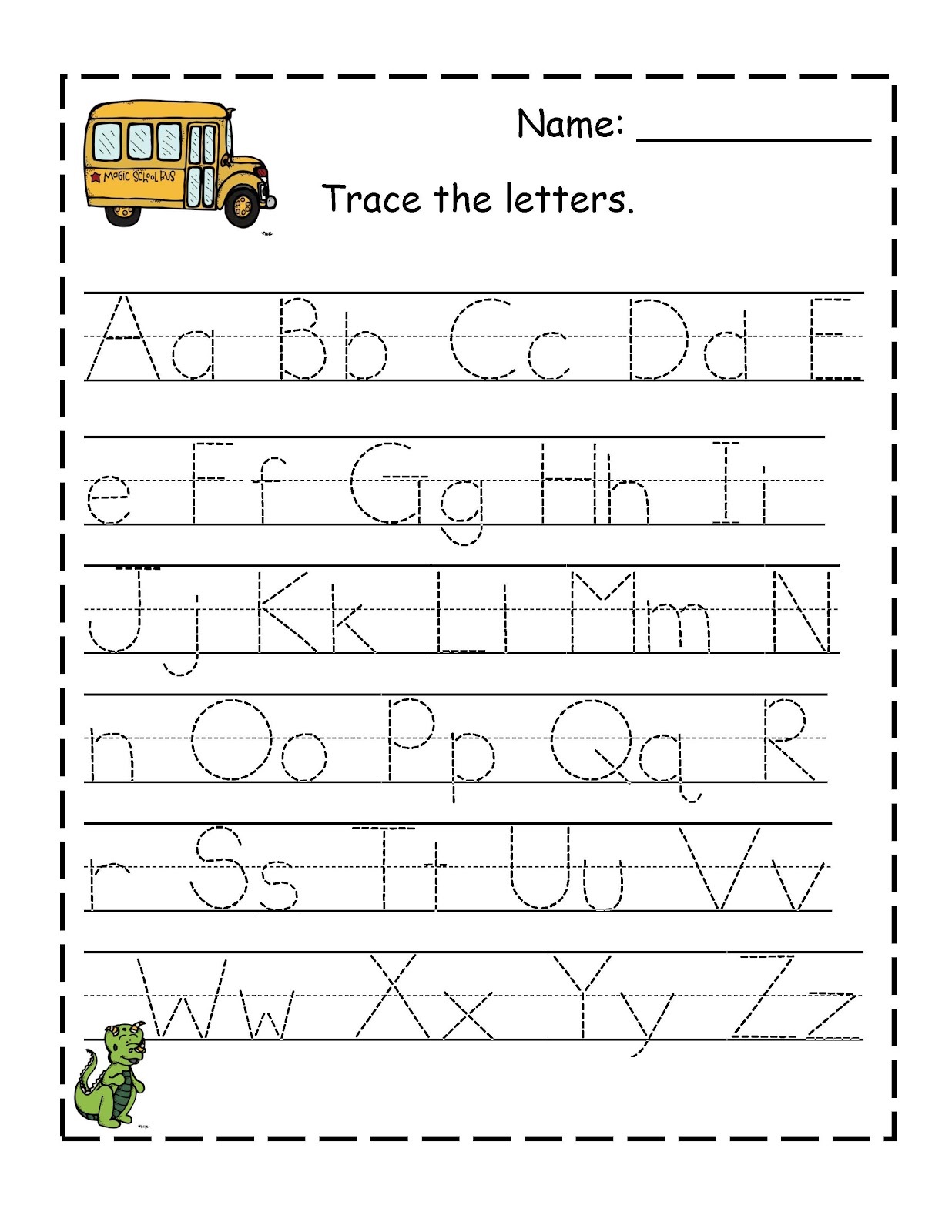 traceable letters worksheets for kids