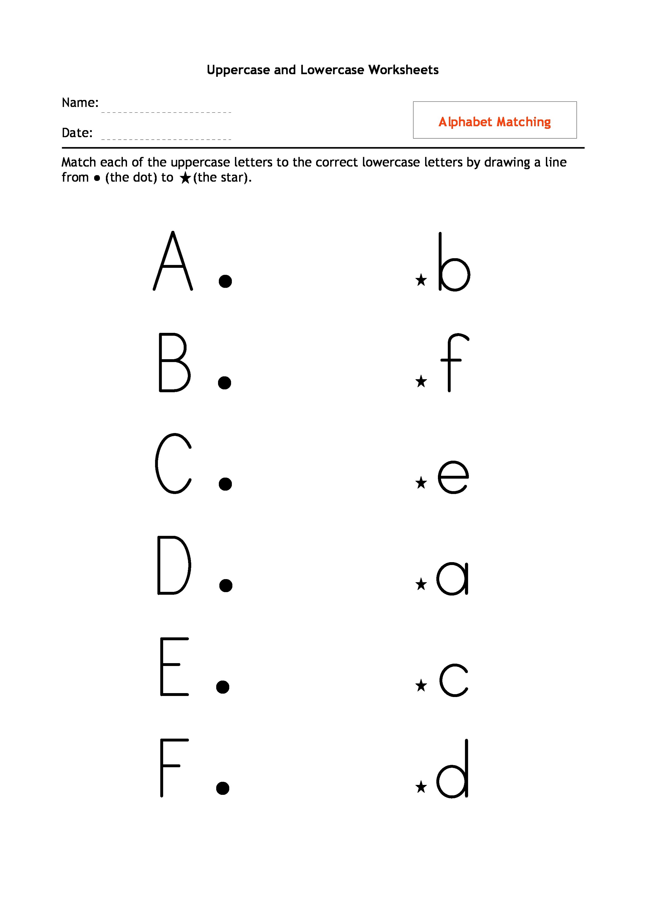 uppercase and lowercase letters exercise