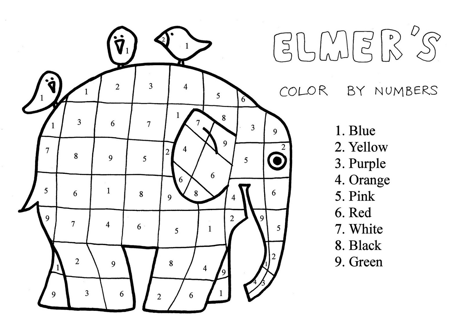 free number worksheets for colouring