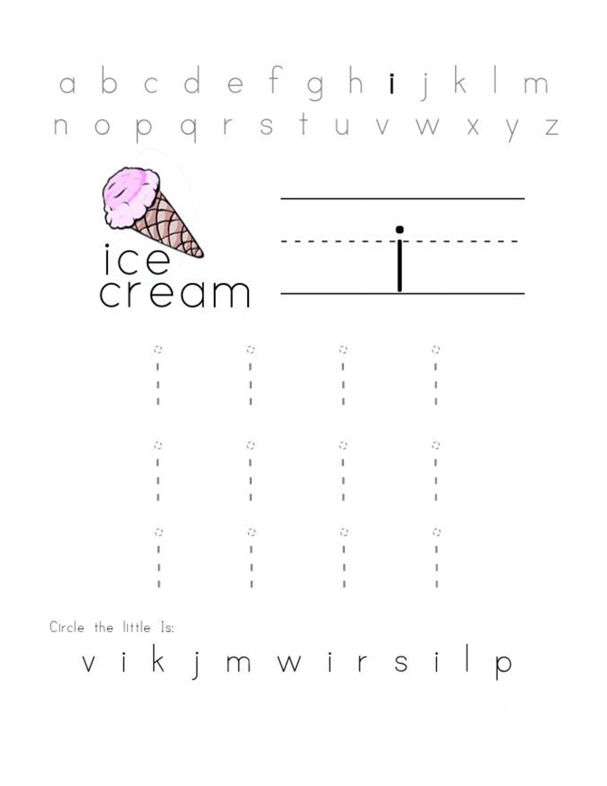 letter i worksheets for tracing