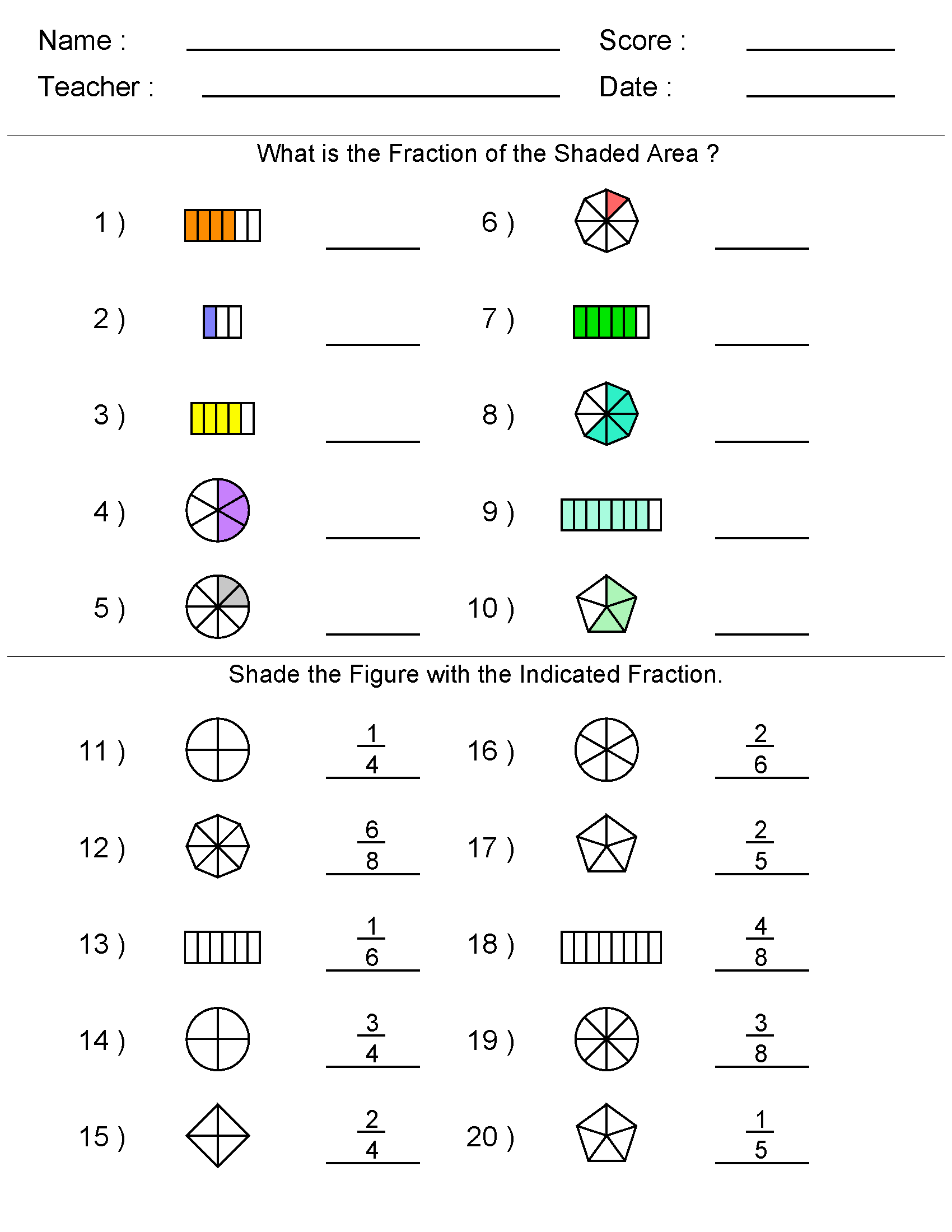 math worksheets images shades