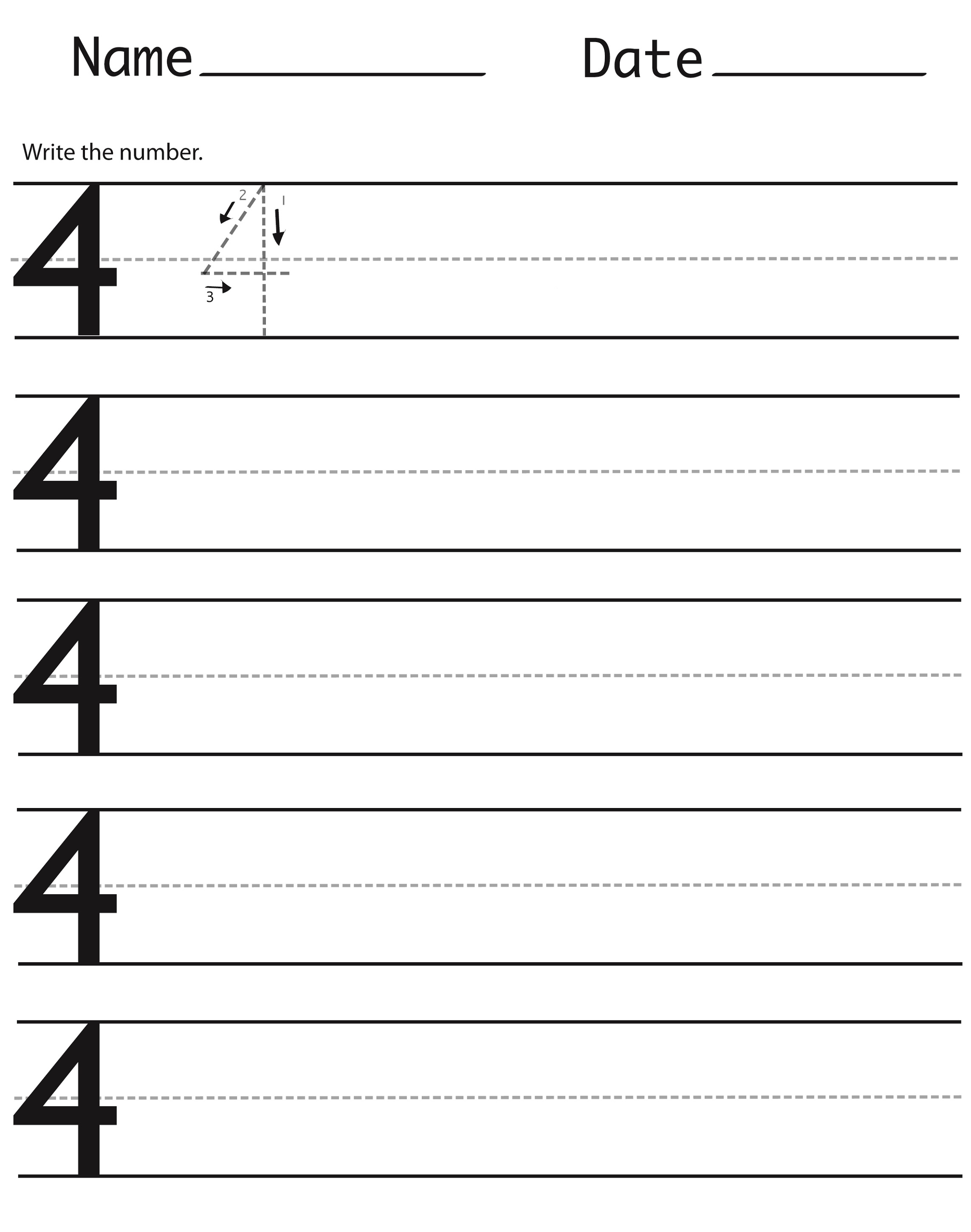 Number 4 Worksheets to Print | Activity Shelter