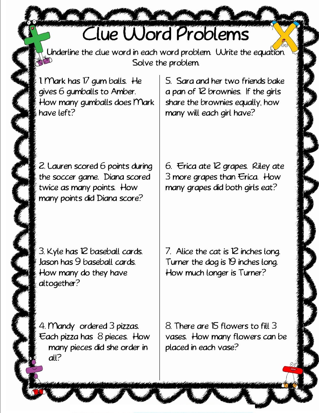 Free Picture Words Problems Activity Shelter