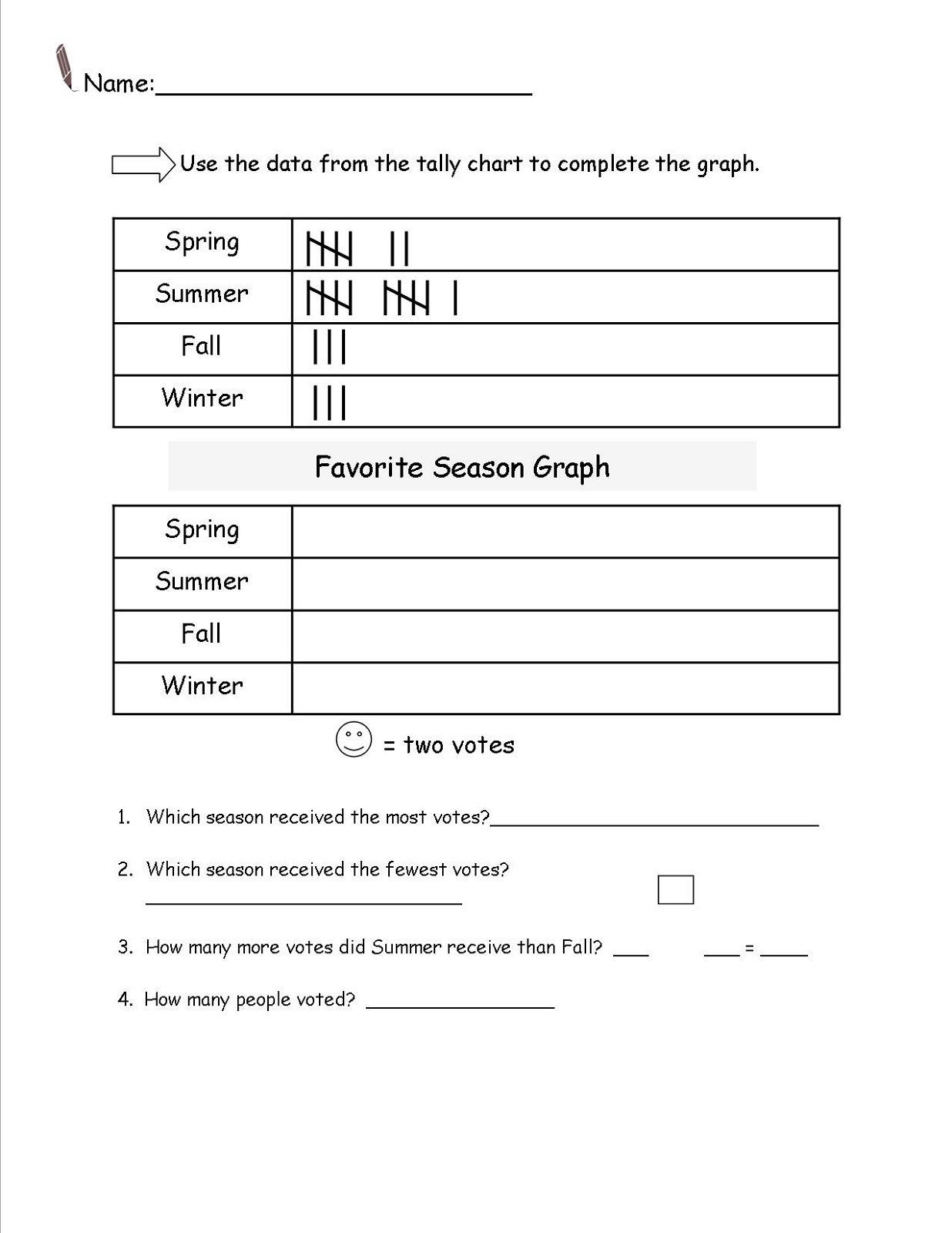 tally chart worksheet season