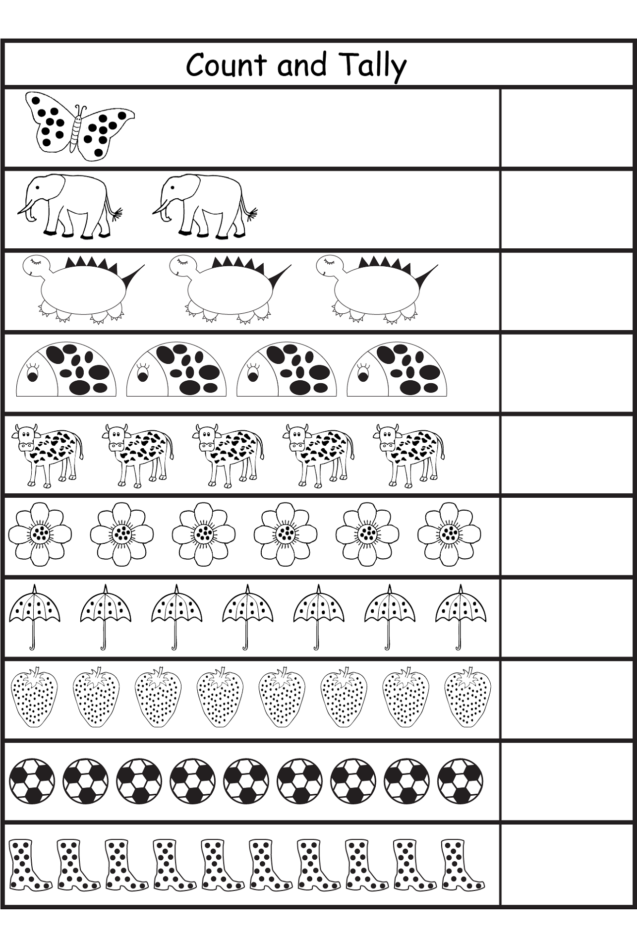 tally charts worksheets counting