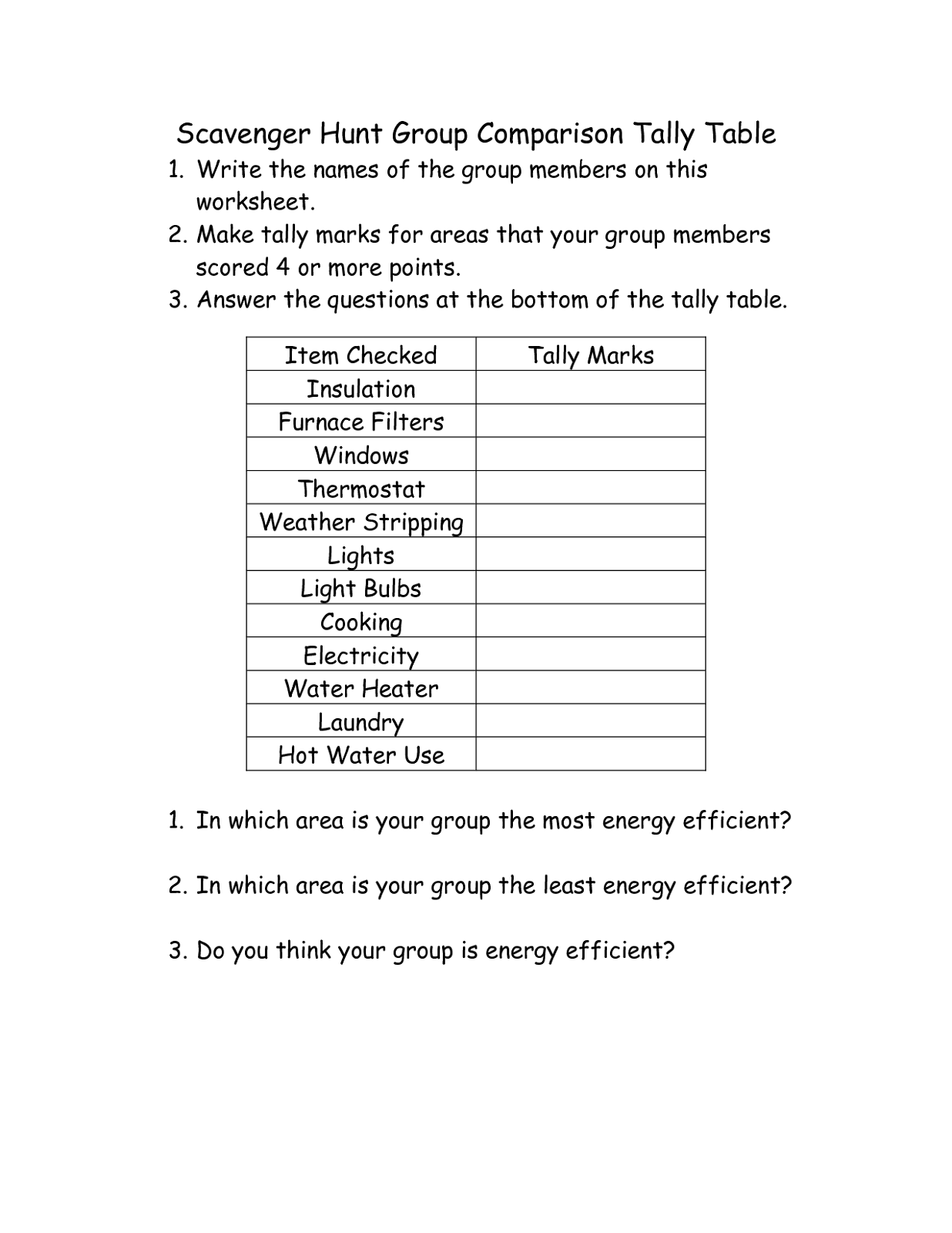 tally mark worksheet game