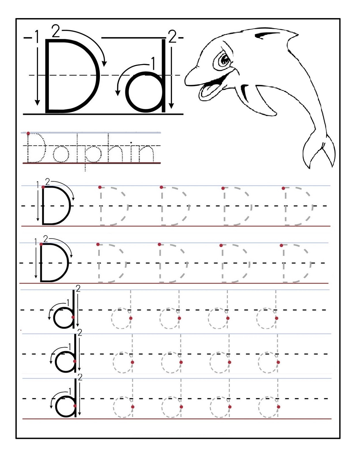 Trace Letter D Worksheets  Activity Shelter Inside Letter D Worksheet For Preschool