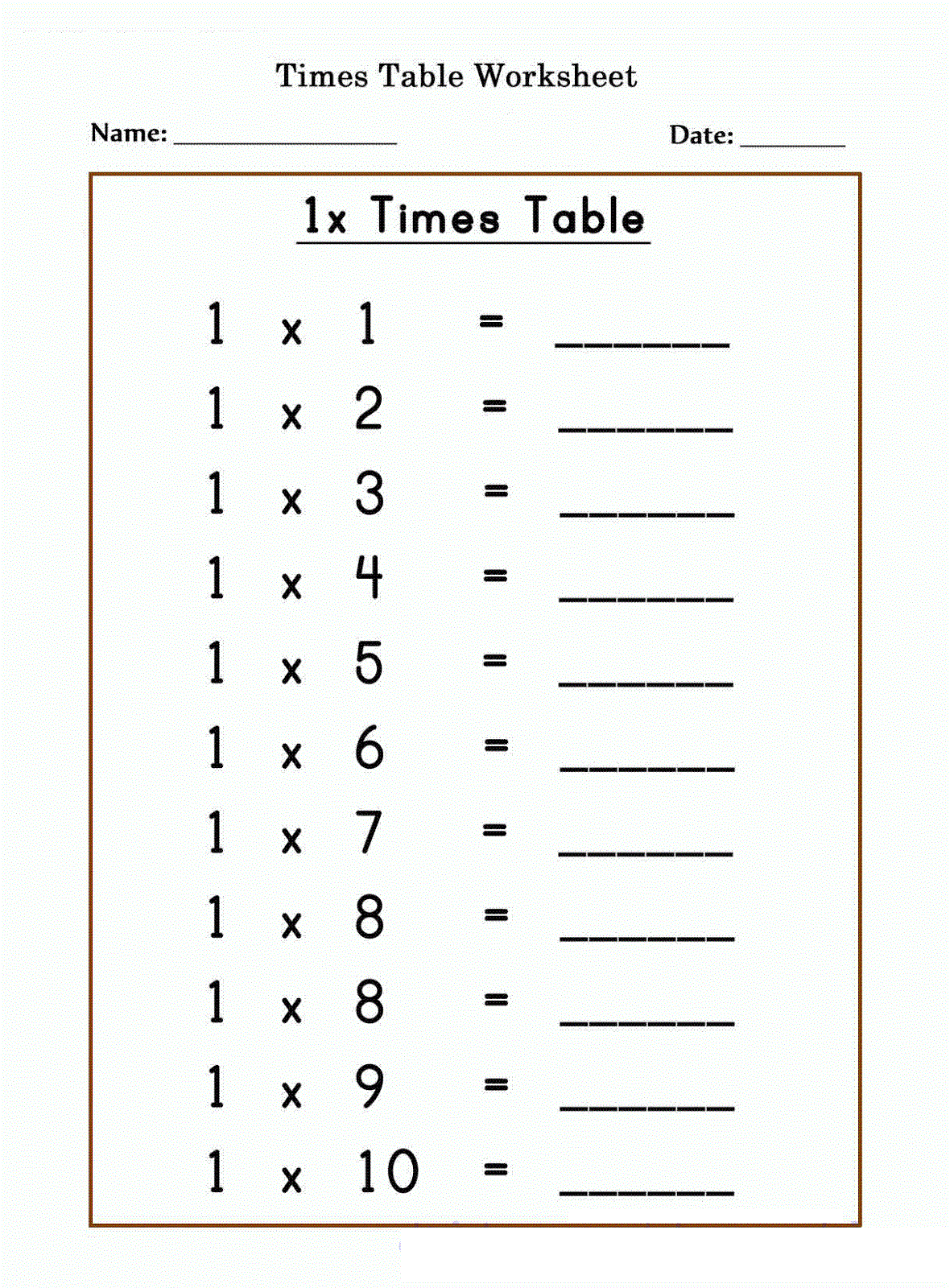1-times-tables-printable