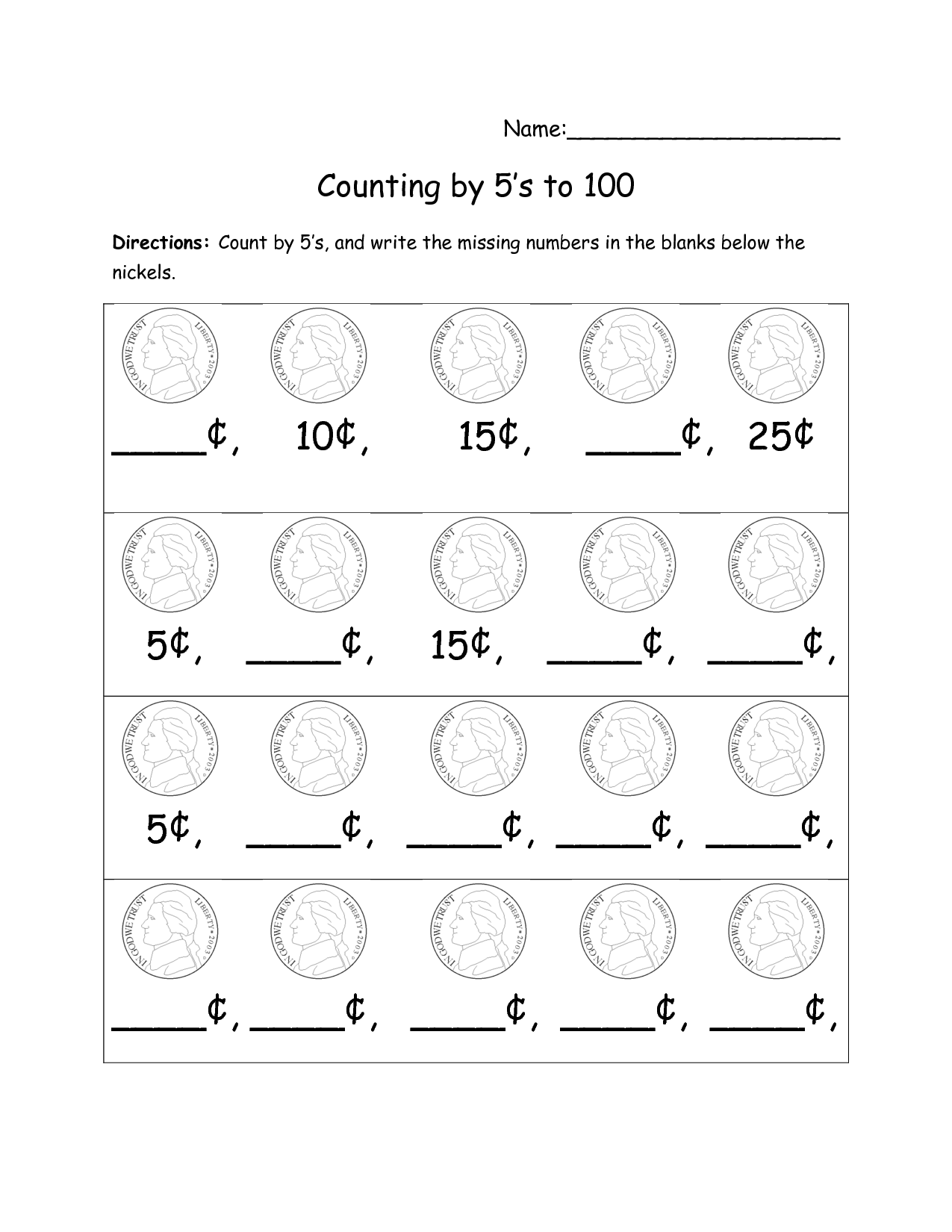 Count by 5s Worksheets Printable | Activity Shelter