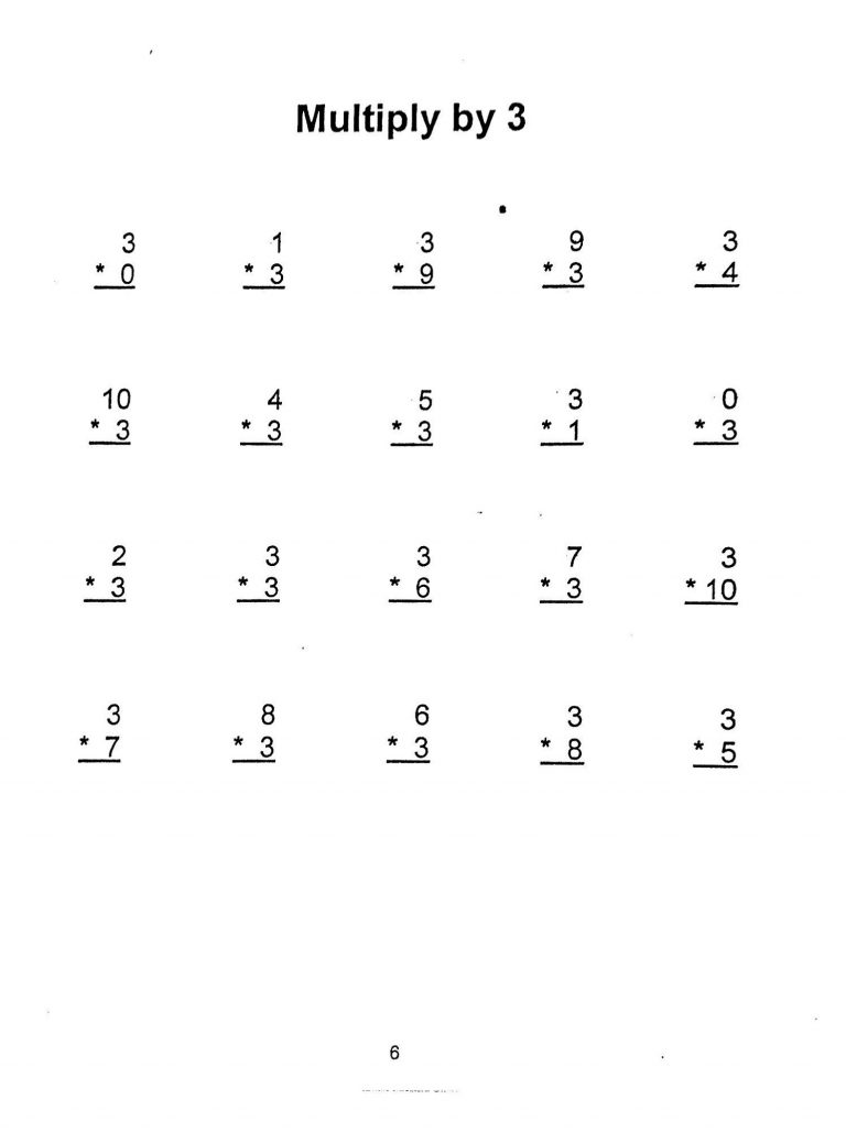 Multiply By 8 Free Worksheets