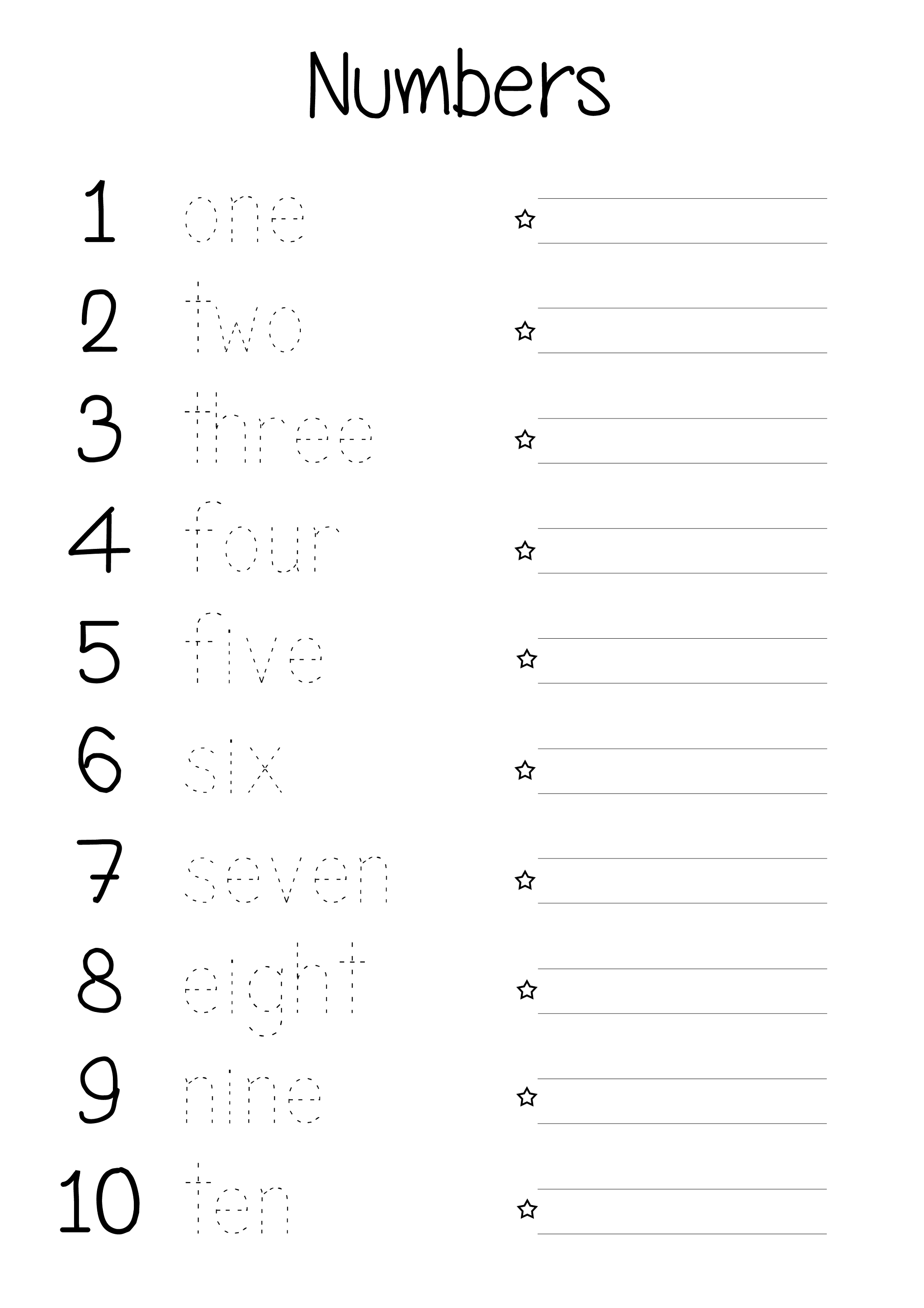 Writing Word Numbers Worksheet