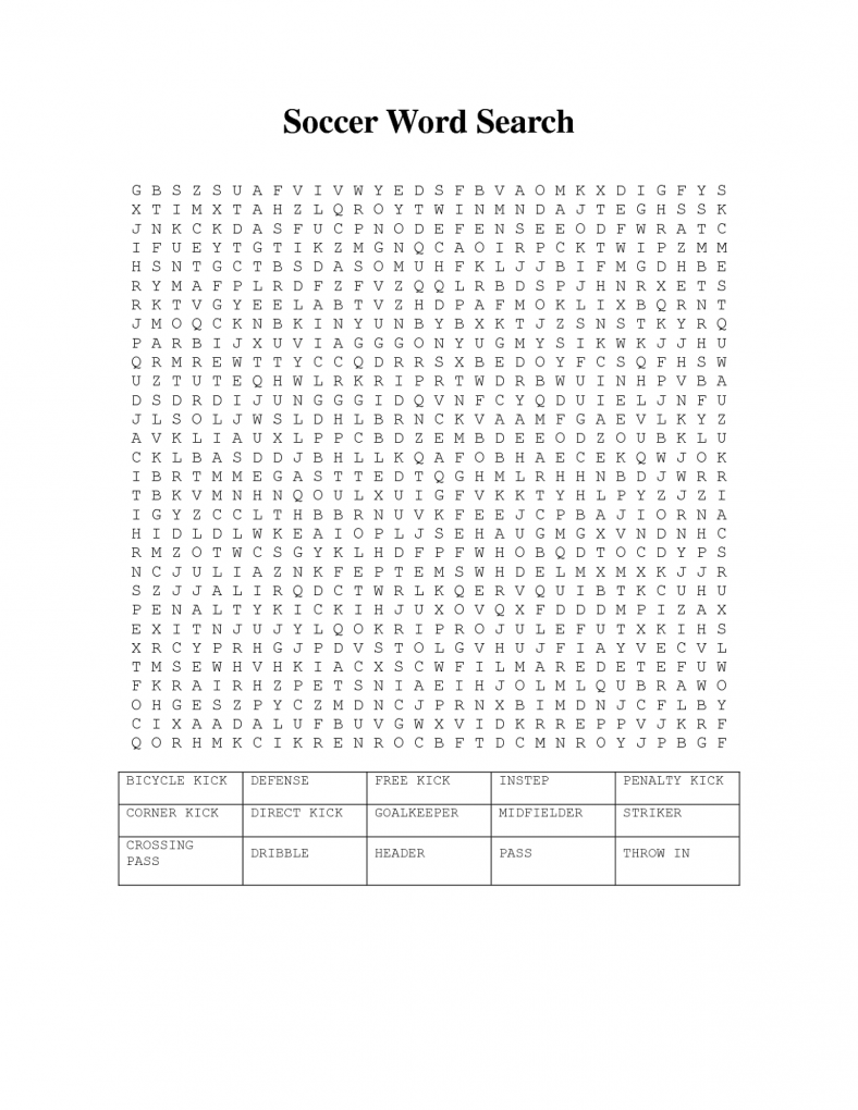 Printable Soccer Word Search | Activity Shelter