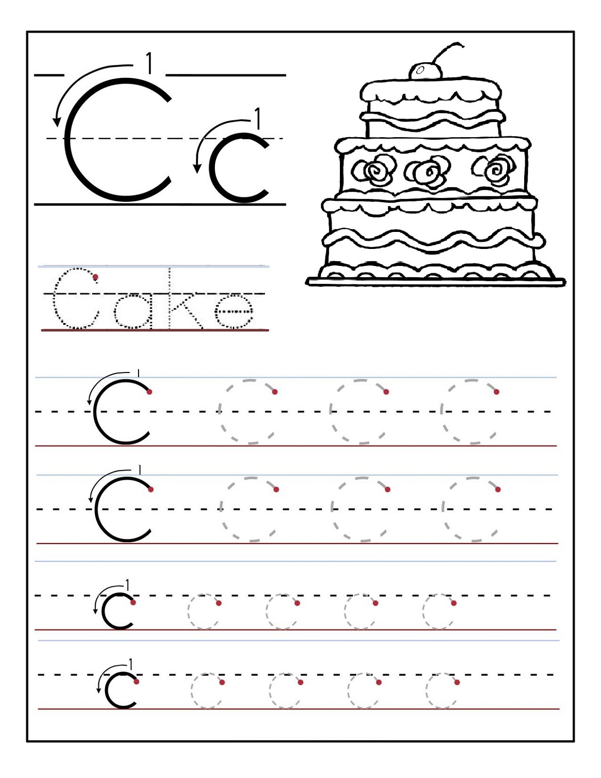 Trace Letter C Printable Trace Letter C Printable