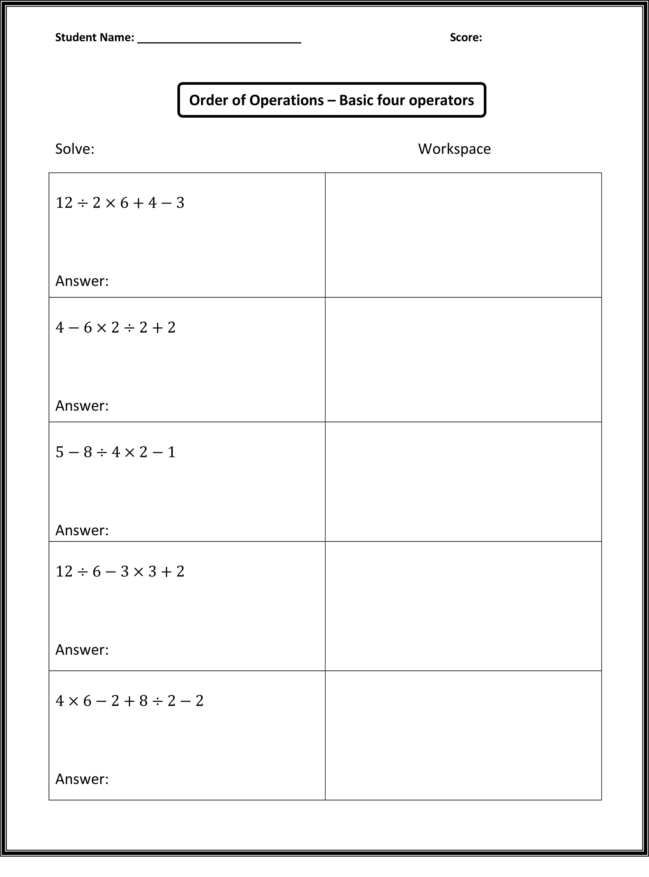 Free Fun Math Worksheets | Activity Shelter