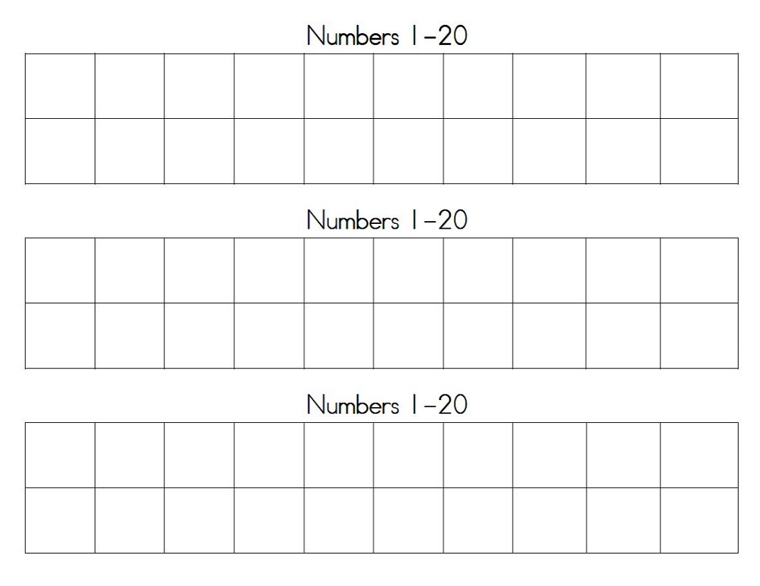 Blank Number Chart 1 20