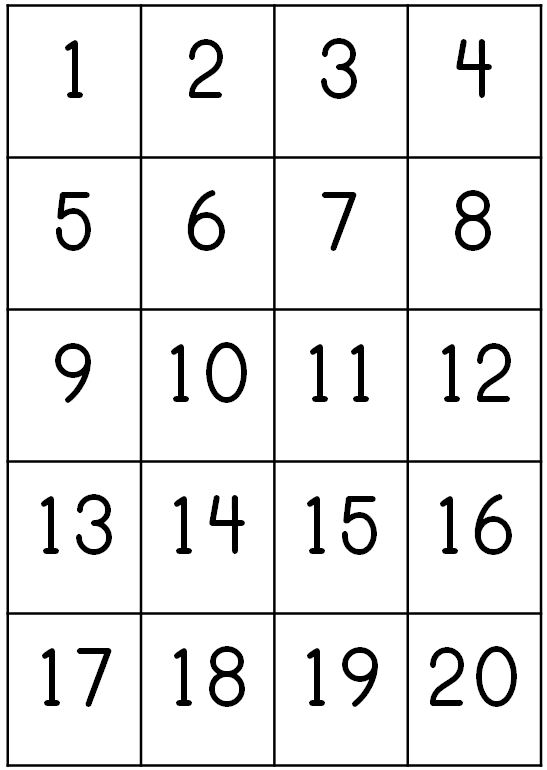 Free Numbers Printables 1 To 20