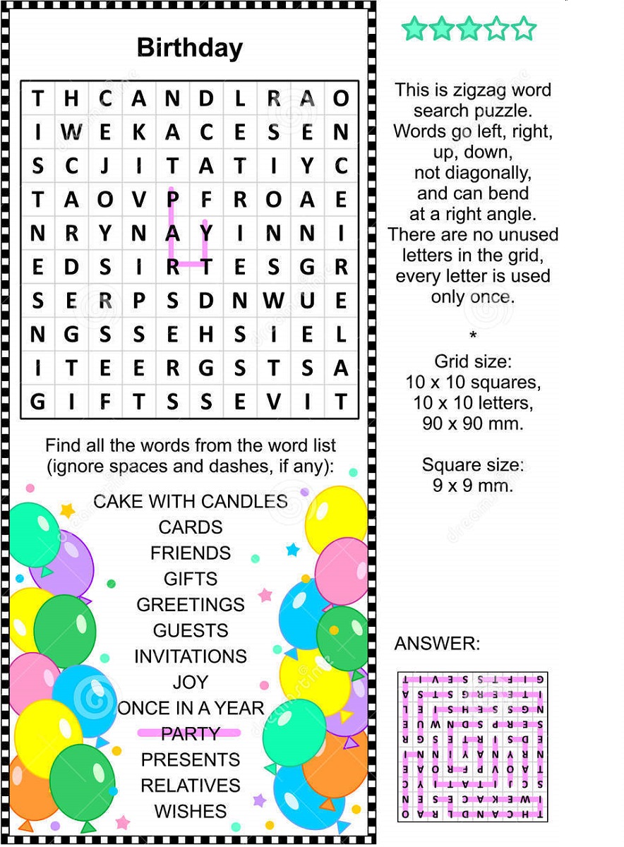 Printable Birthday Word Search Activity Shelter