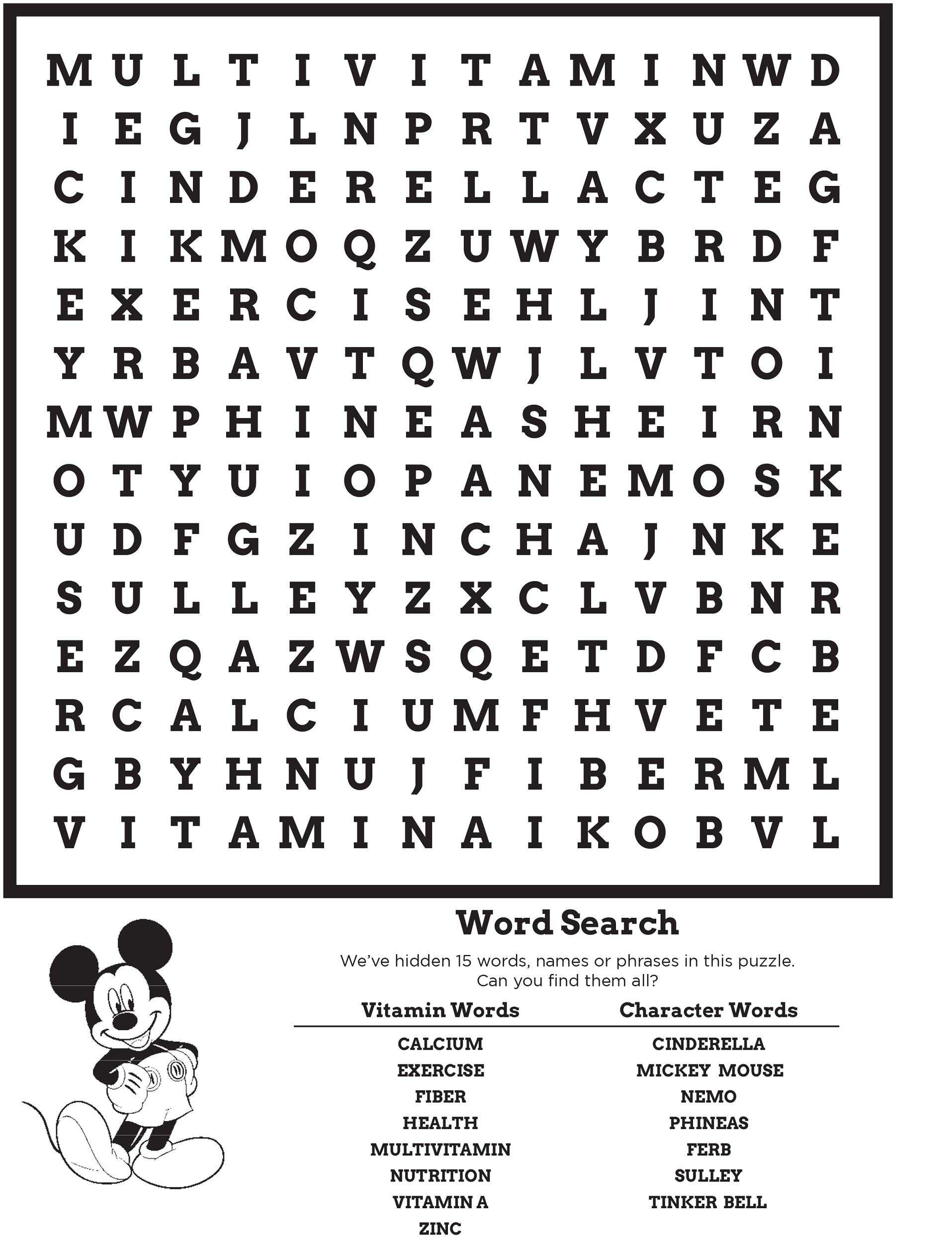 Disney Word Search Puzzles Activity Shelter