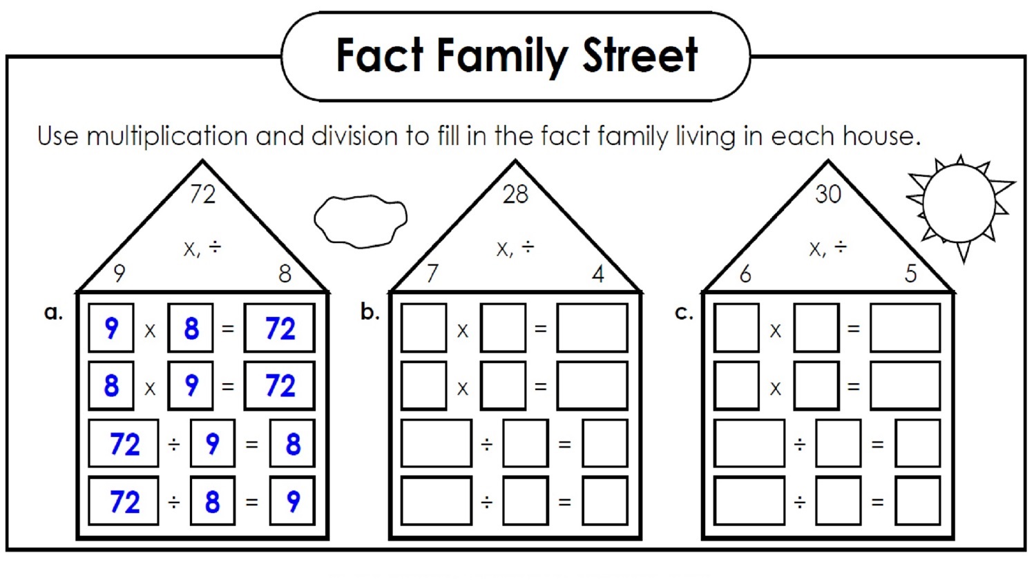 Fact Family Worksheets To Print Activity Shelter