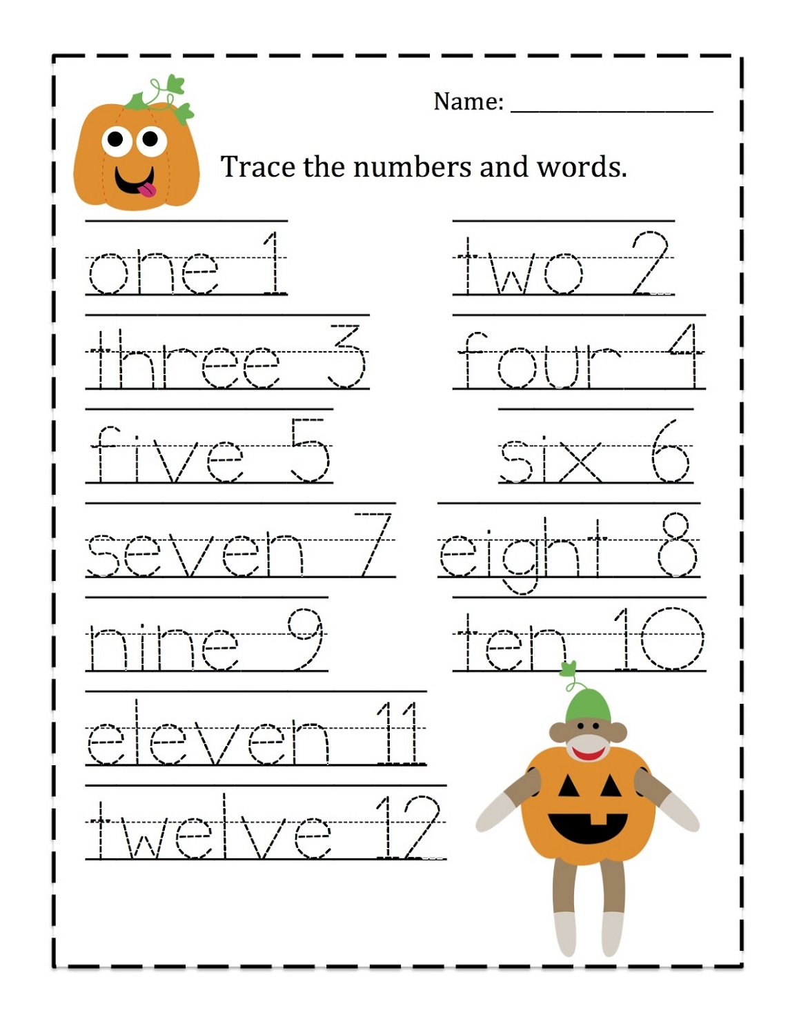 Printable Number Trace Worksheets | Activity Shelter