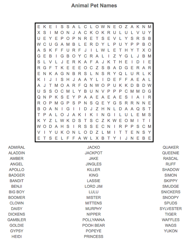 Adopt Me Pets 1 Word Search - WordMint