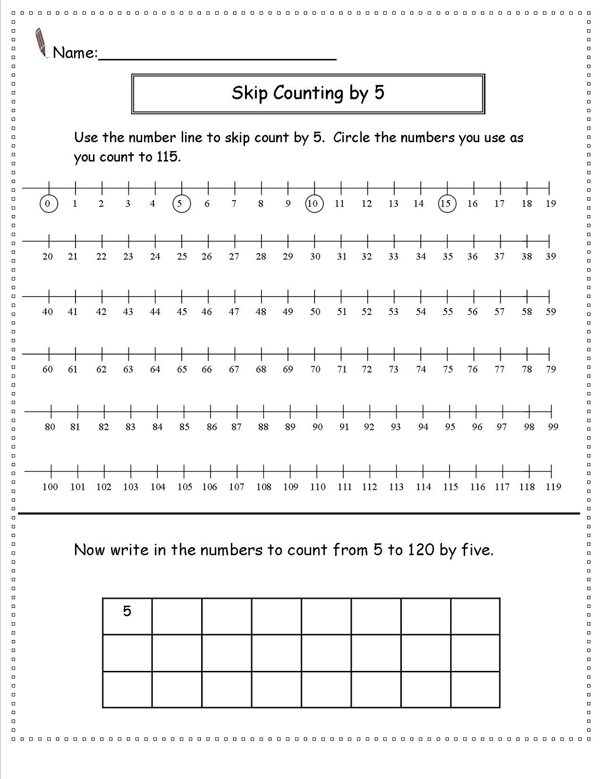 Skip Count by 5 Worksheets | Activity Shelter