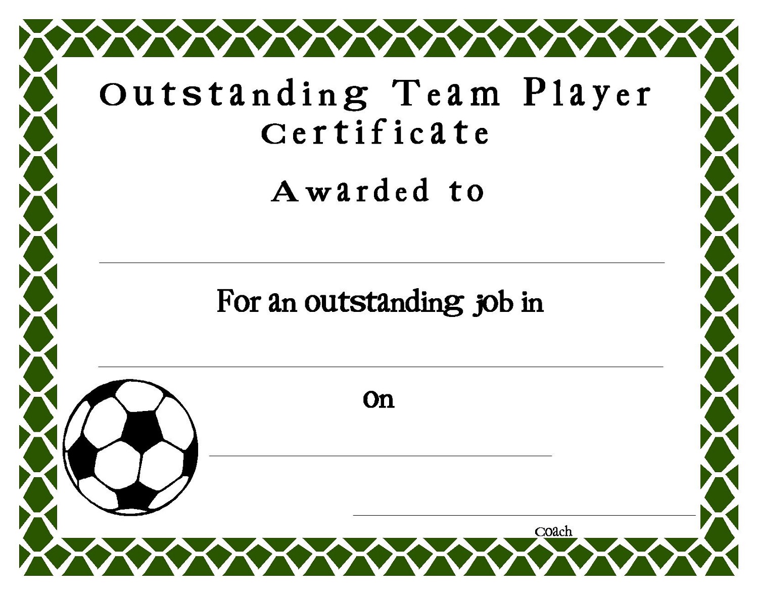 Soccer Certificate Printable Printable World Holiday