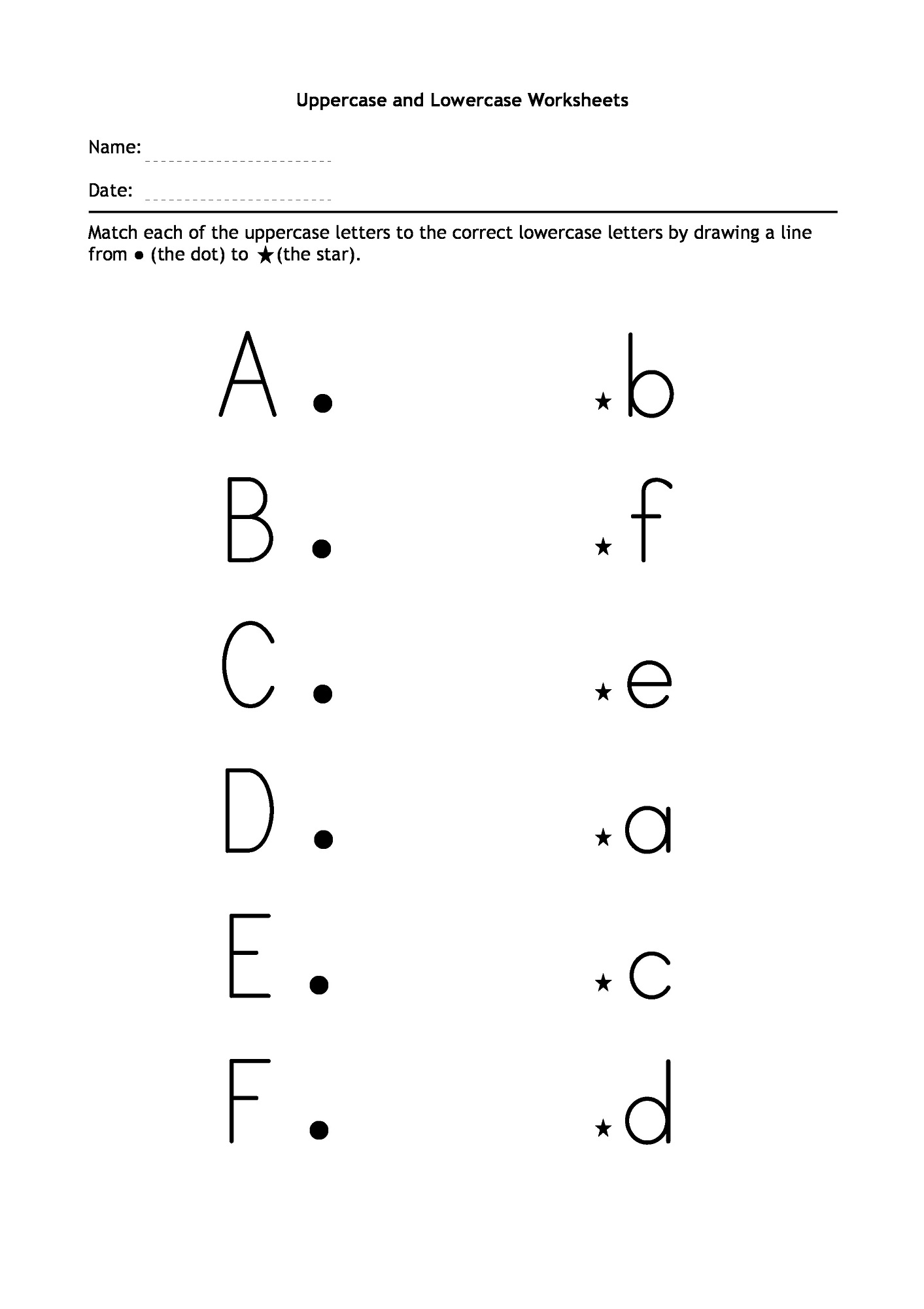 uppercase-and-lowercase-worksheets-matching