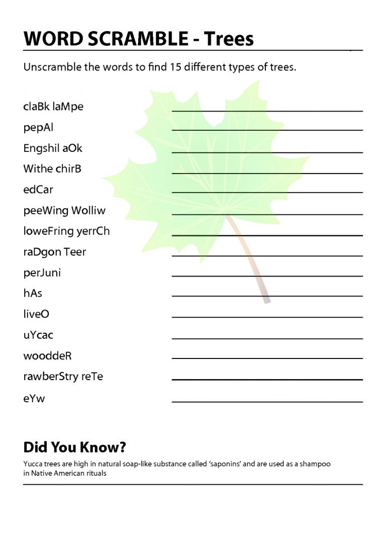 Free Word Scrambles Worksheets Activity Shelter