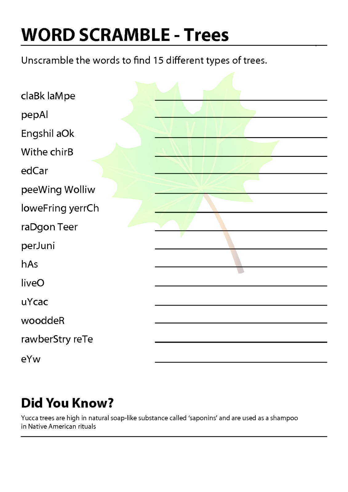 word-scramble-worksheet-tree