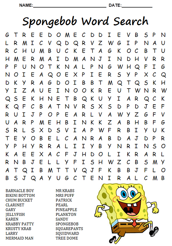 childrens-word-search-spongebob