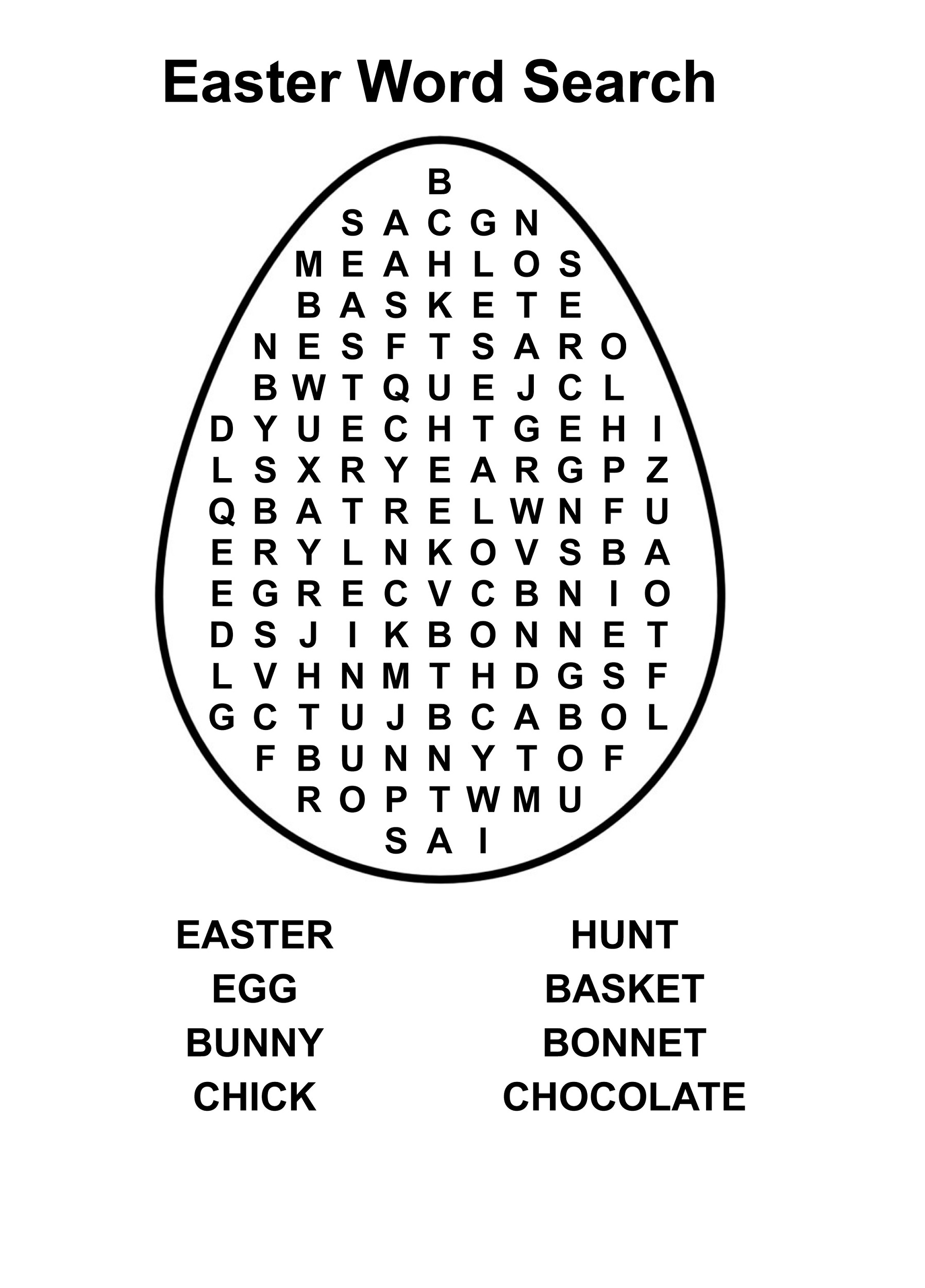 easy word search for kids easter