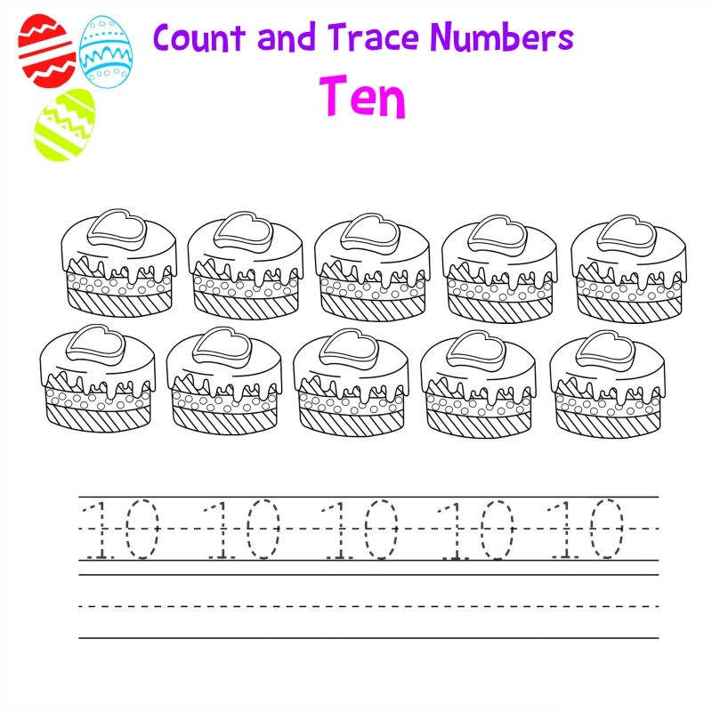 number-10-worksheet-cake