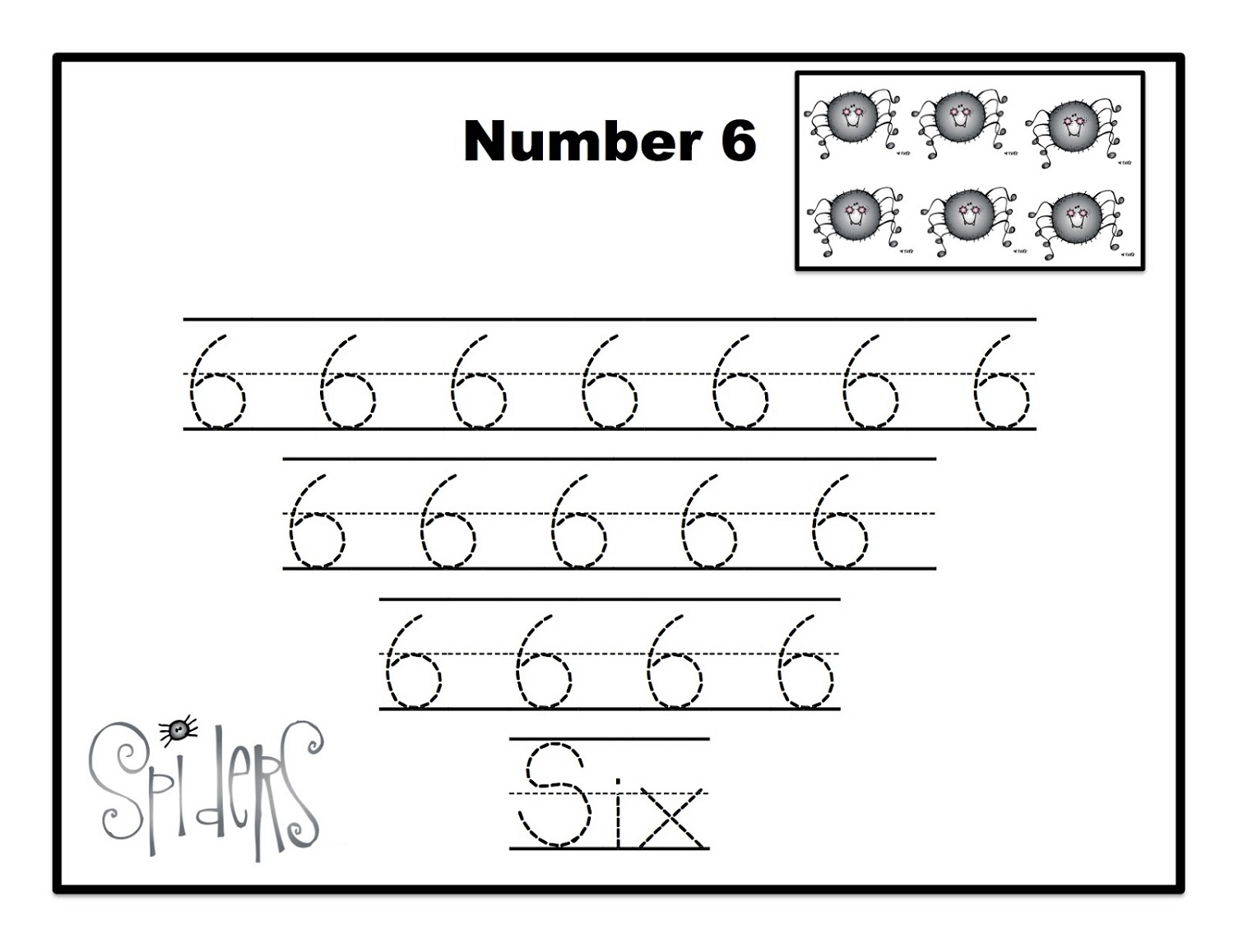 number-6-worksheets-spider