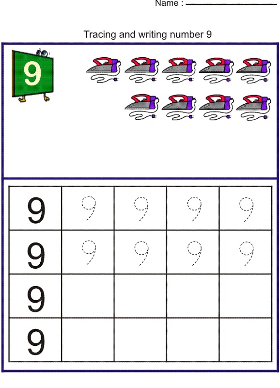 Free Number 9 Worksheets | Activity Shelter