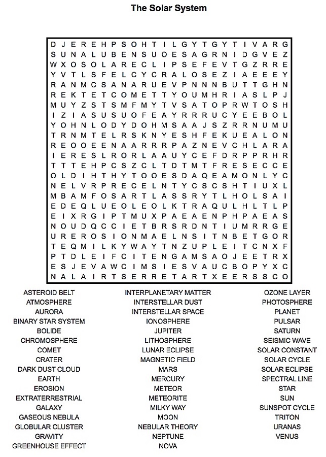 Outer Space Word Search | Activity Shelter