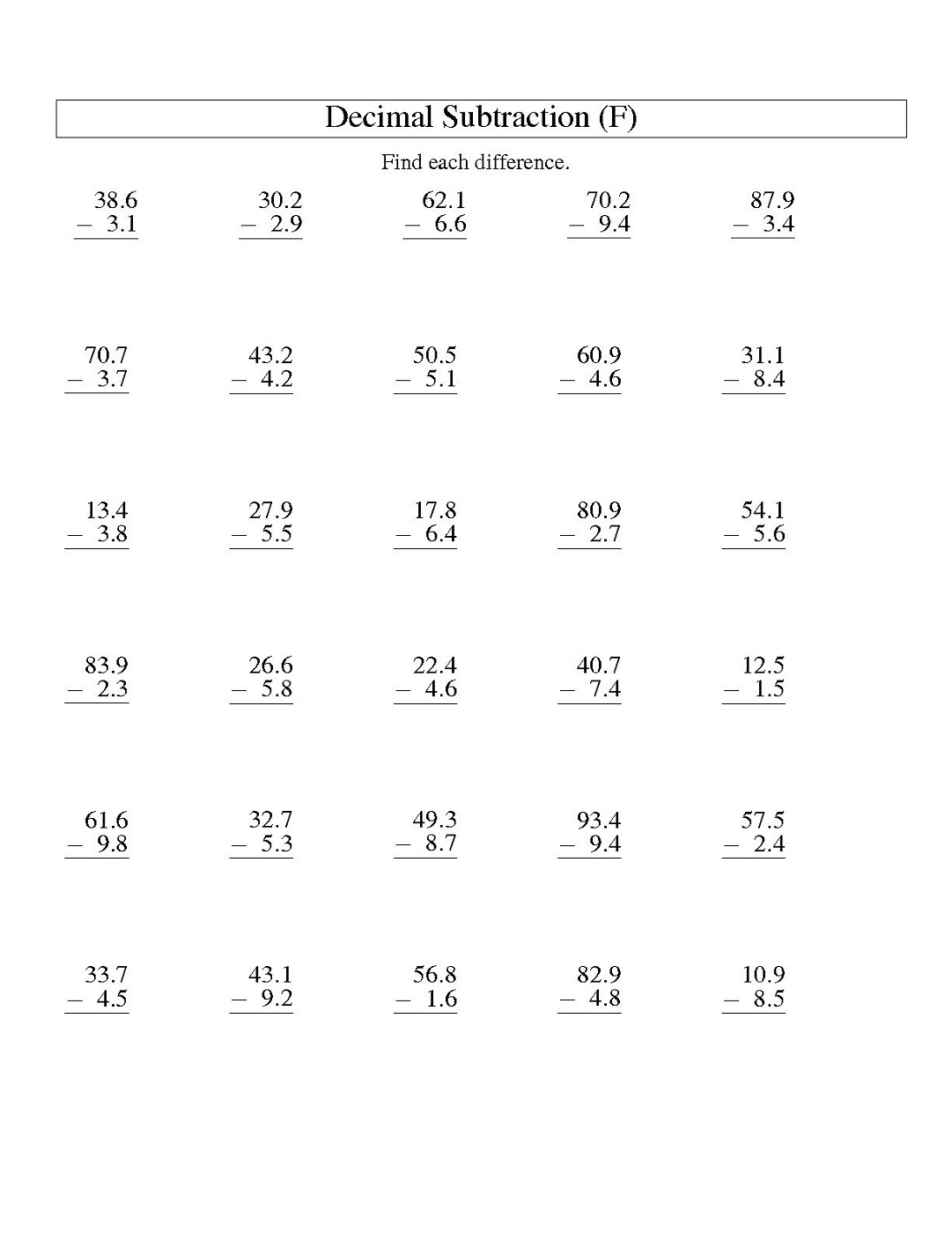 tenths-and-hundredths-worksheet-substraction