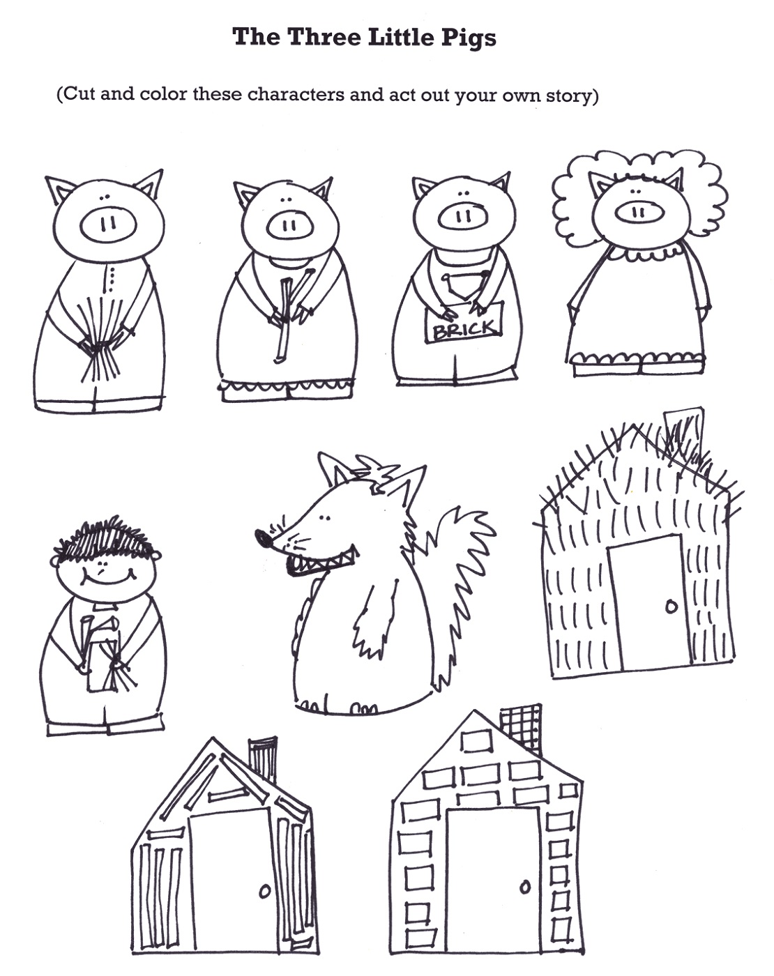 Free Printable Three Little Pigs Cut Out Printable Word Searches