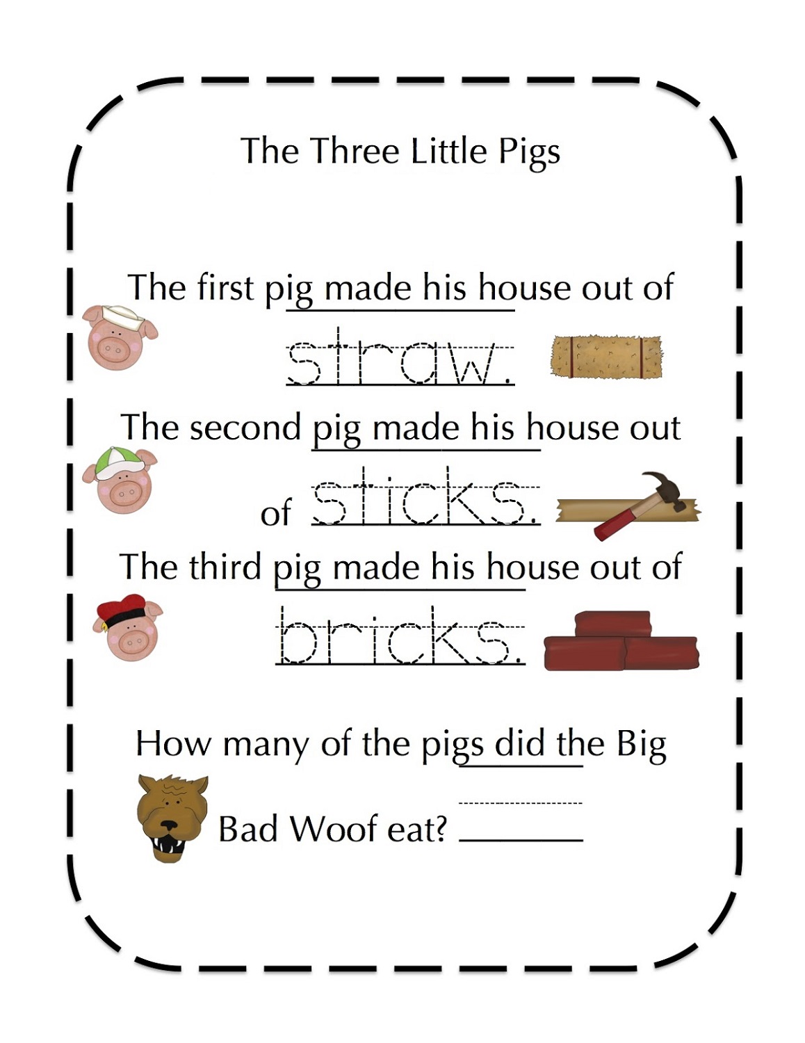 The Three Little Pigs Worksheets | Activity Shelter