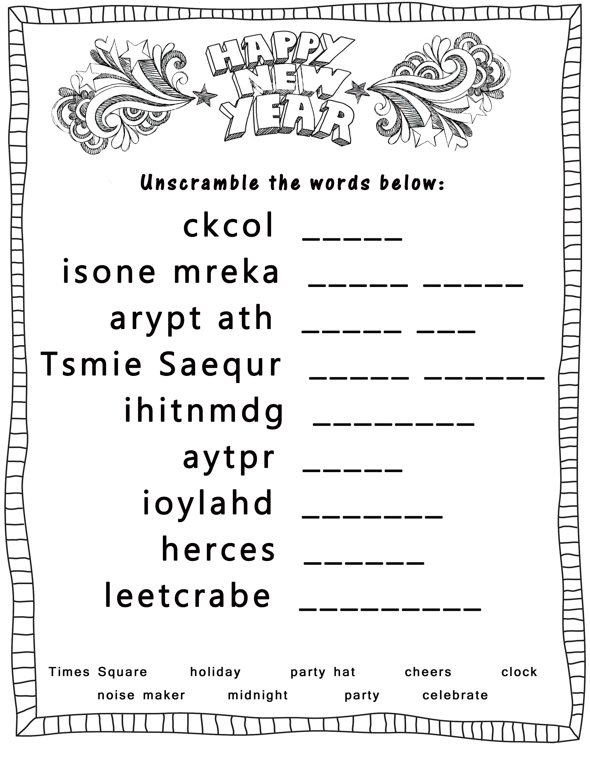 word-scramble-worksheets-new-year