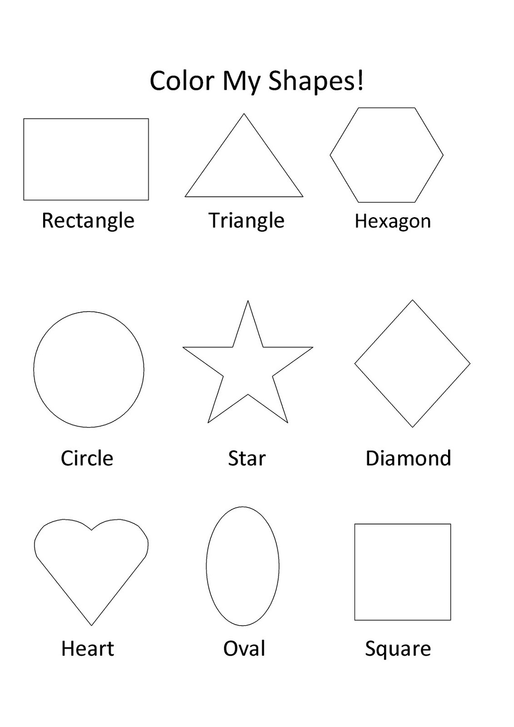 color the shapes worksheet learning