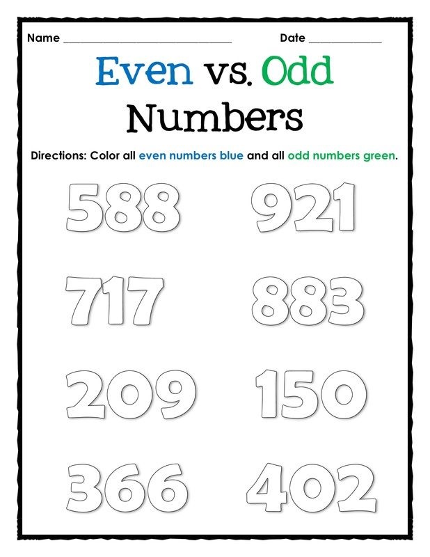 even and odd numbers worksheets easy