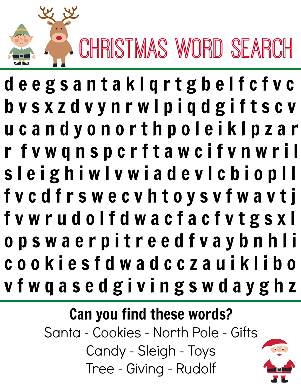 Free Printable Children S Christmas Word Search