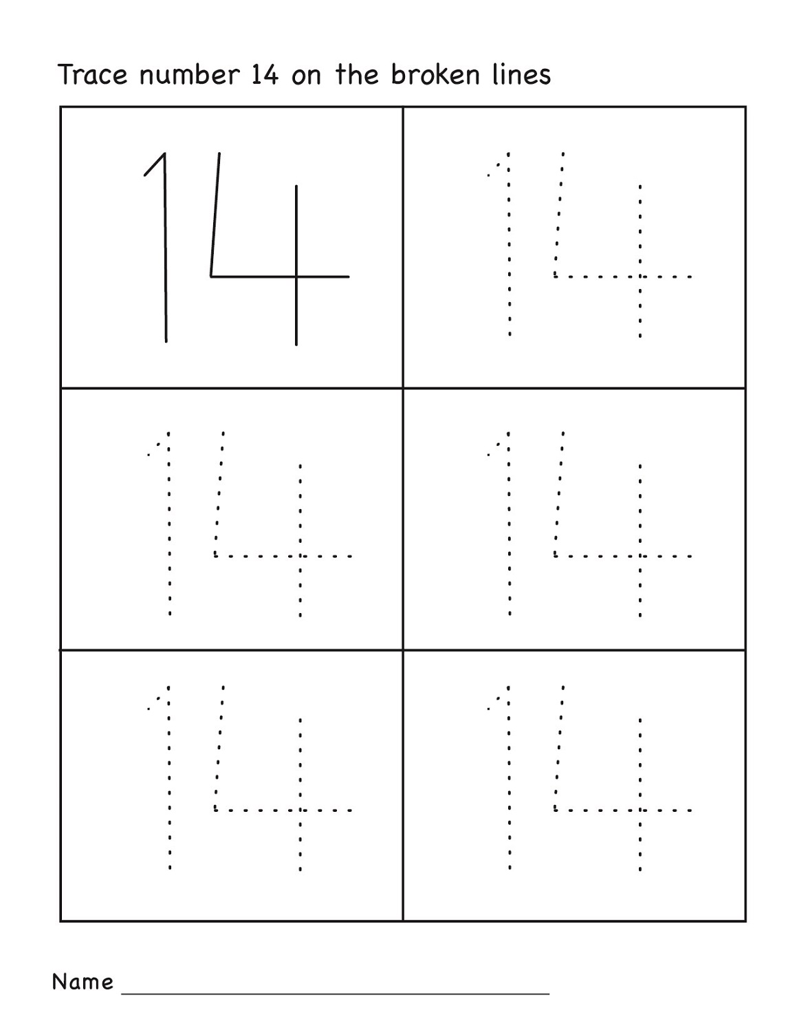 number 14 worksheets pre k