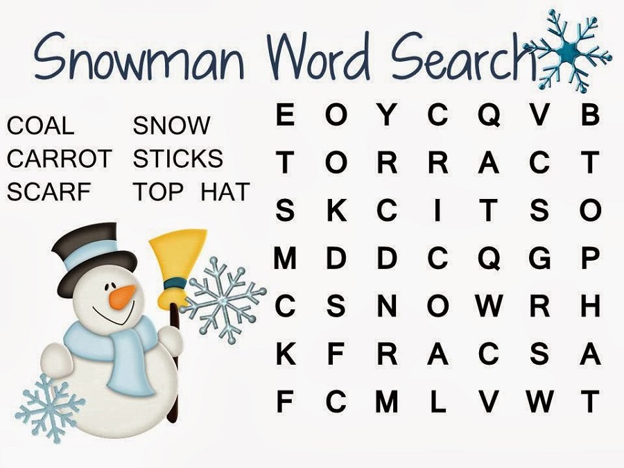 simple word searches snowman