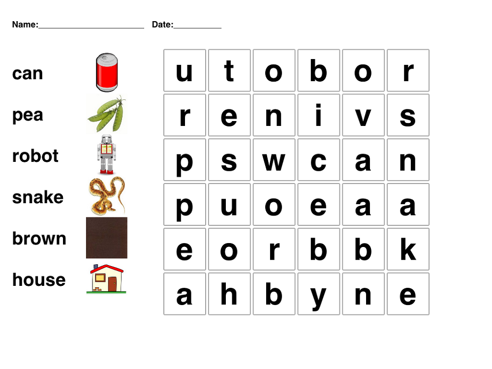 simple word searches to print